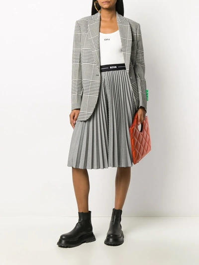 Off-white Houndstooth-check Single-breasted Blazer In Black