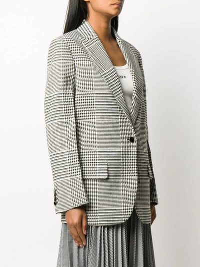 Off-white Houndstooth-check Single-breasted Blazer In Black