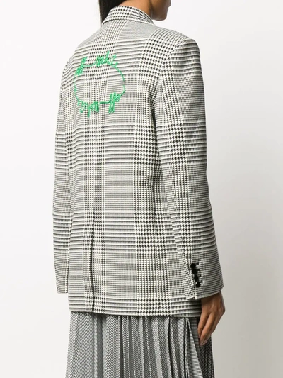 Off-white Houndstooth-check Single-breasted Blazer In Black