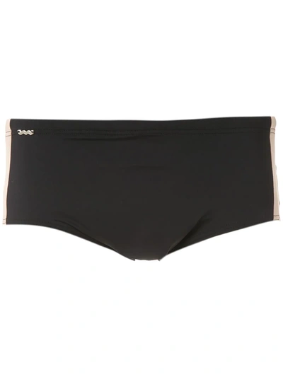 Shop Amir Slama Side Stripe Swim Trunk In Black