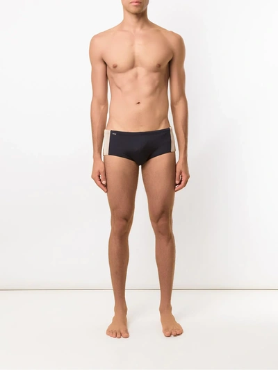 Shop Amir Slama Side Stripe Swim Trunk In Black