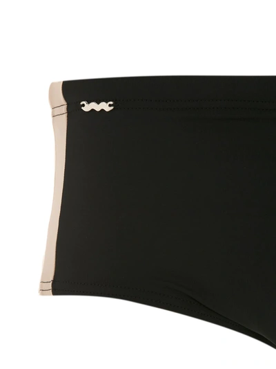 Shop Amir Slama Side Stripe Swim Trunk In Black