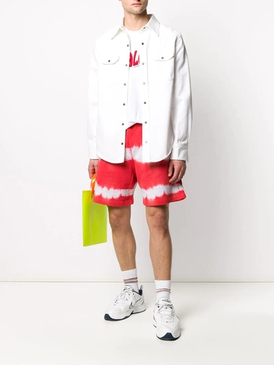 Shop Msgm Tie-dye Track Shorts In Red