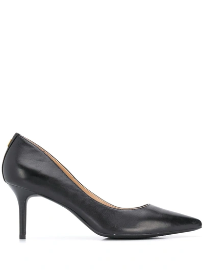 Black Signature Leather Court Shoes