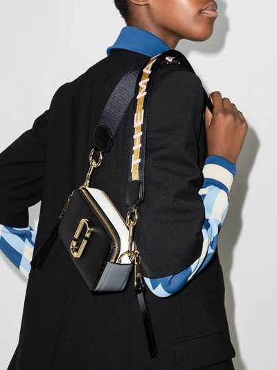 Marc Jacobs The Logo Strap Snapshot Crossbody Bag In Black