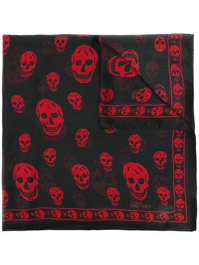 Shop Alexander Mcqueen Skull Scarf In Black ,red