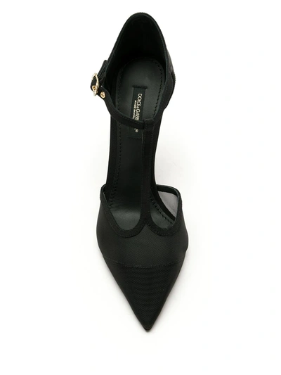 Shop Dolce & Gabbana Cardinale T-strap Mesh Sandals In Black