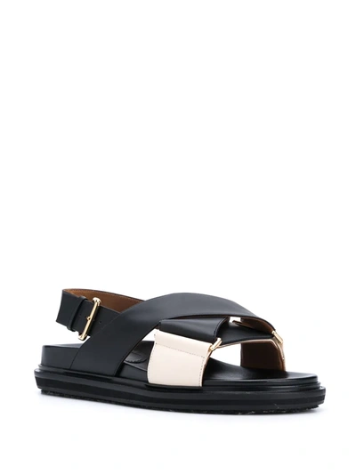 Shop Marni Fussbet Criss-cross Sandals In Black