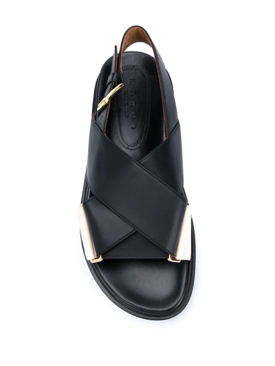 Shop Marni Fussbet Criss-cross Sandals In Black