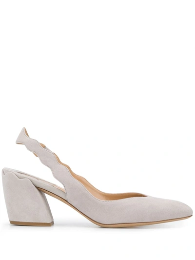 Shop Chloé Scalloped Detail Pumps In Grey