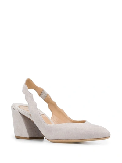 Shop Chloé Scalloped Detail Pumps In Grey