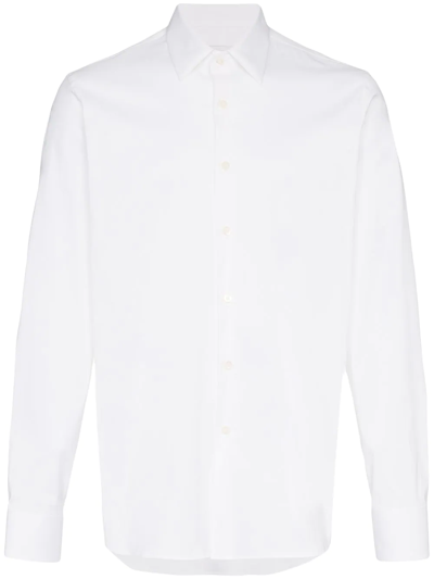 Shop Prada Slim-fit Poplin Shirt In White
