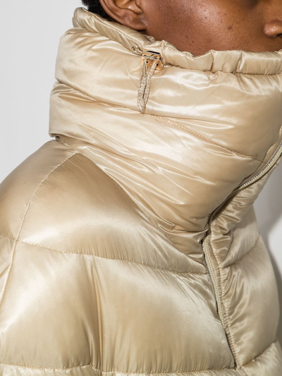 Herno Beige Woven Half Coat With High Collar In Nude