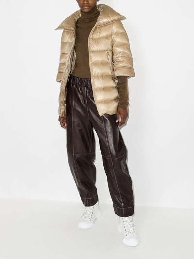 Herno Beige Woven Half Coat With High Collar In Nude
