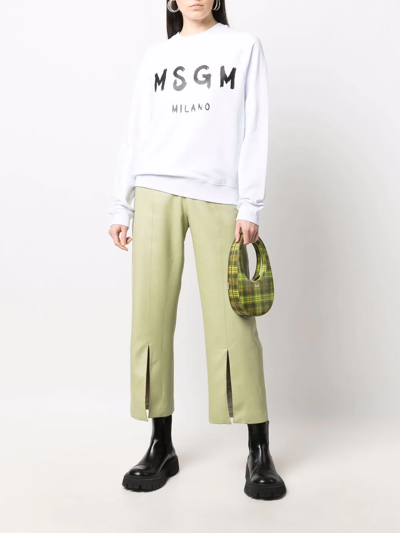 Shop Msgm Logo-print Sweatshirt In Weiss