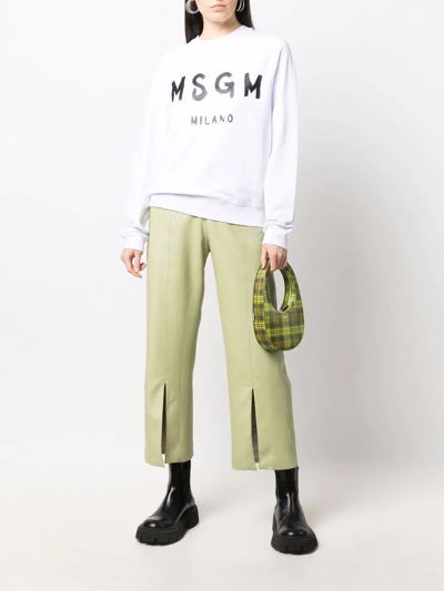 Msgm Relaxed-fit Sweatshirt With Bold Graphic Print In Weiss