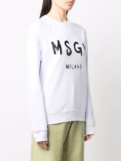 Shop Msgm Logo-print Sweatshirt In Weiss