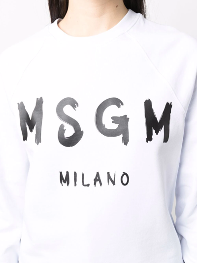 Shop Msgm Logo-print Sweatshirt In Weiss