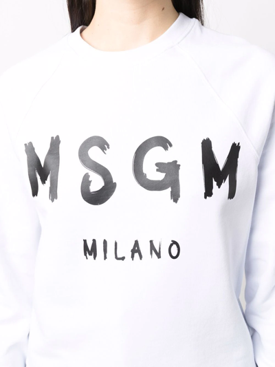 Msgm Relaxed-fit Sweatshirt With Bold Graphic Print In Weiss