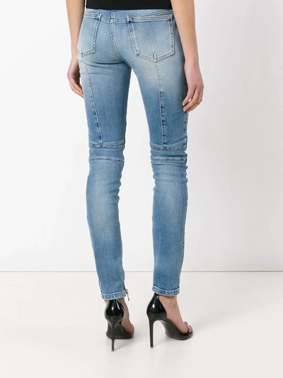 Shop Balmain Skinny Biker Jeans In Blue