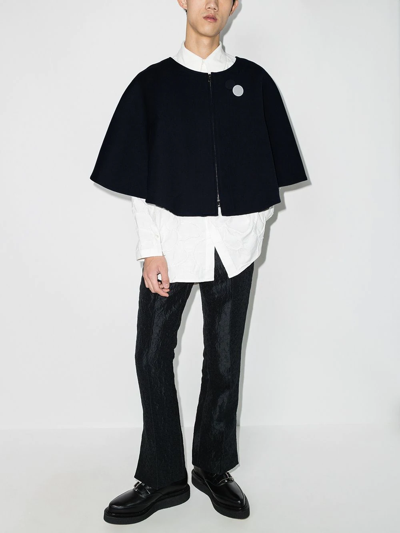 Shop Stefan Cooke Cropped Zipped Cape In Blue