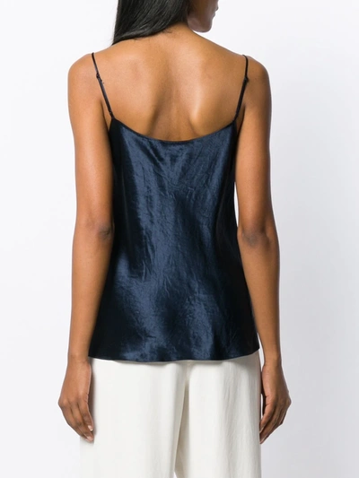 Vince Scalloped Silk Camisole In Blue