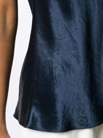 Vince Scalloped Silk Camisole In Blue