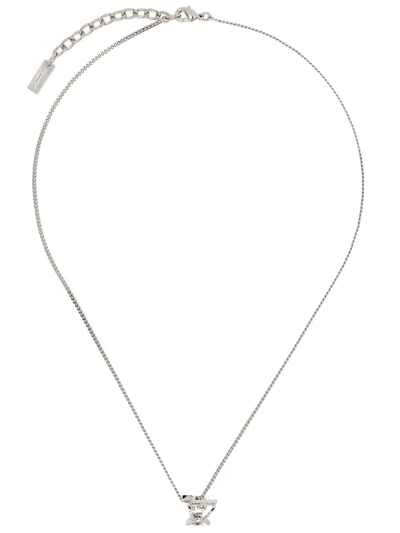 Shop Saint Laurent Prism Charm Necklace In Silver