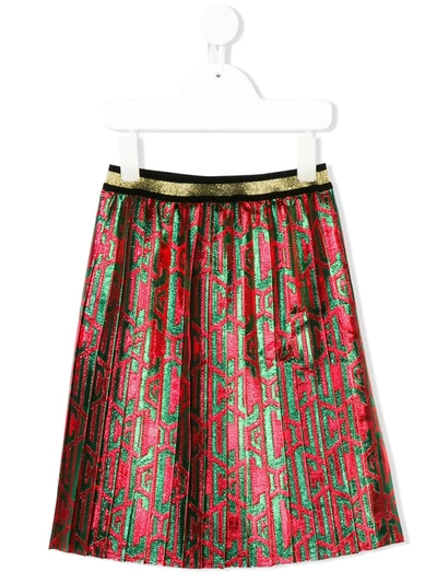 Shop Gucci Pleated Skirt In Red