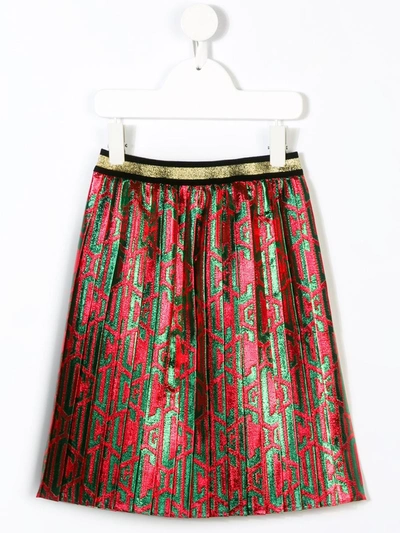 Shop Gucci Pleated Skirt In Red