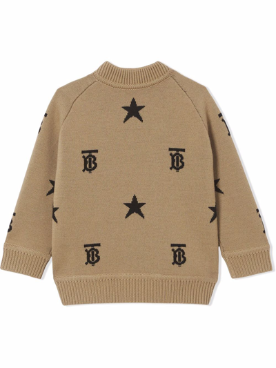 Shop Burberry Star-motif Monogram Cardigan In Brown