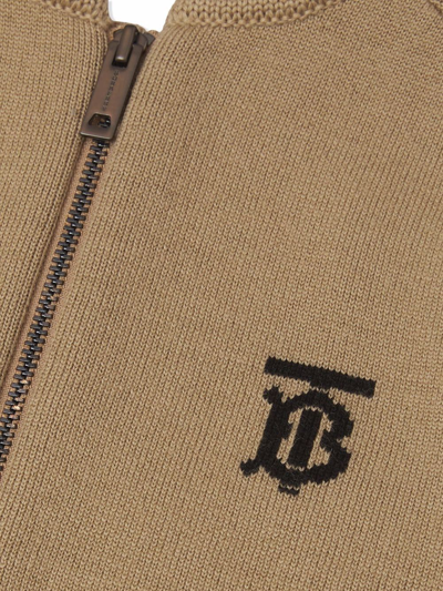 Shop Burberry Star-motif Monogram Cardigan In Brown