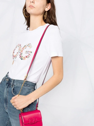 Shop Dolce & Gabbana Floral-logo Short-sleeve T-shirt In White