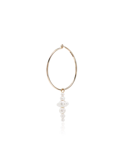 Shop Sophie Bille Brahe Fellini Cross Hoop Earring In Gold