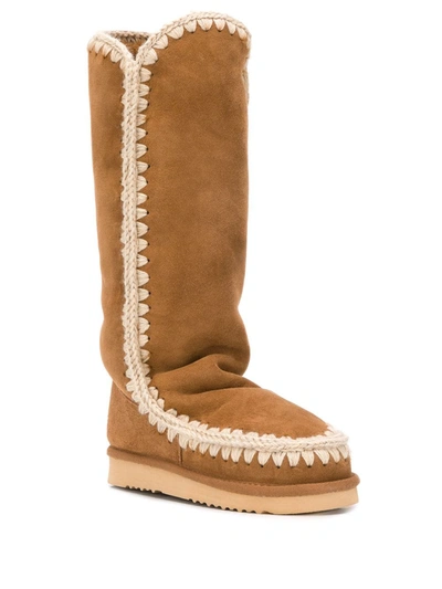 Mou Woven Detail Boots In Brown