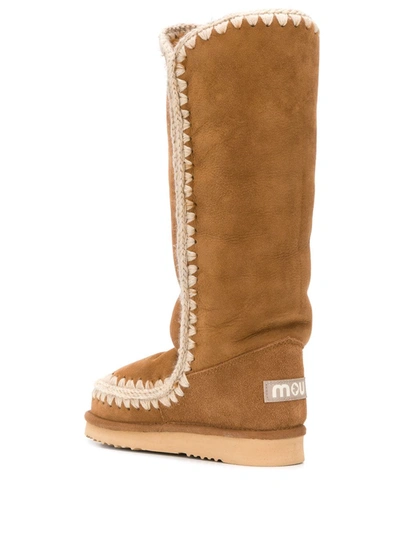 Mou Woven Detail Boots In Brown