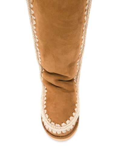 Mou Woven Detail Boots In Brown
