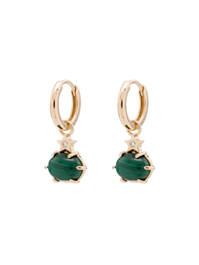 Shop Andrea Fohrman 14kt Gold Drop Star Diamond And Malachite Earrings