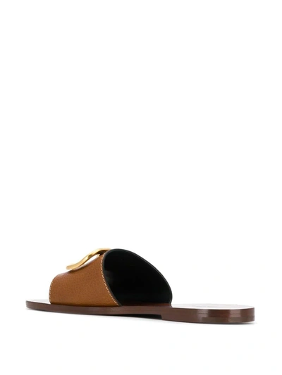 Valentino Garavani Vlogo Signature Leather Sandals In Brown