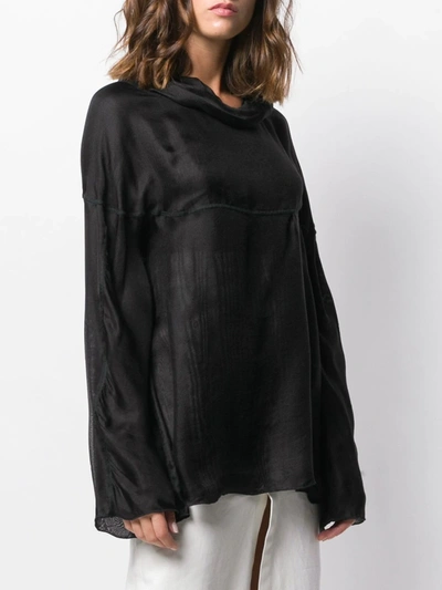 Pre-owned Giorgio Armani 1990's Cowl Neck Longsleeved Blouse In Black