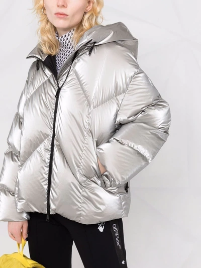Shop Moncler Frele Metallic Padded Jacket In Silber