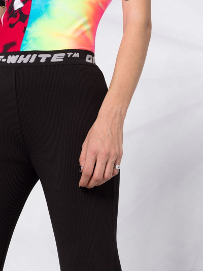 Off-white Logo-waistband Straight-leg Trousers In Schwarz