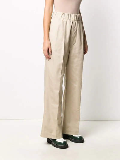 Shop Jejia High-waisted Wide-leg Trousers In Neutrals