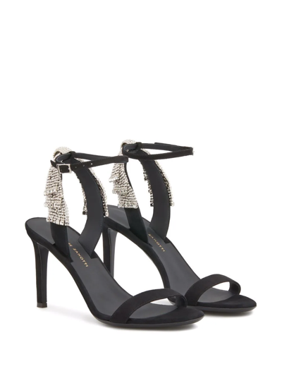 Shop Giuseppe Zanotti Jamila Crystal Bow Sandals In Black