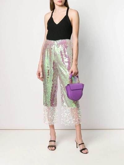 Circus Hotel Iridescent Cropped Trousers In White