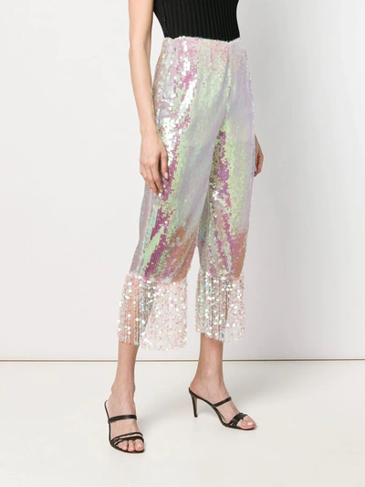 Circus Hotel Iridescent Cropped Trousers In White