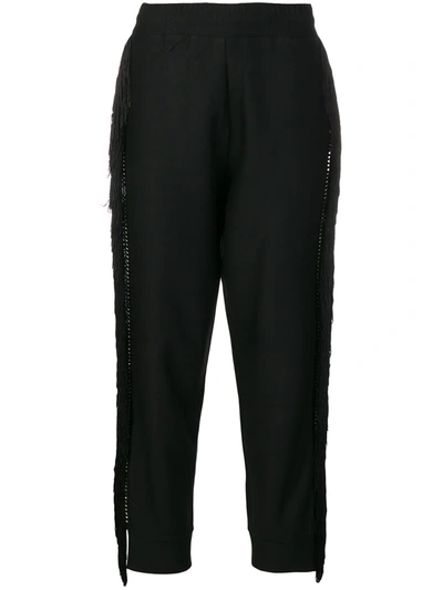 PHILIPP PLEIN FRINGED TRIM TRACK PANTS - 黑色