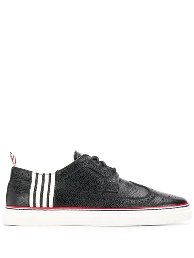 Shop Thom Browne 4-bar Pebbled Brogue Sneakers In Black