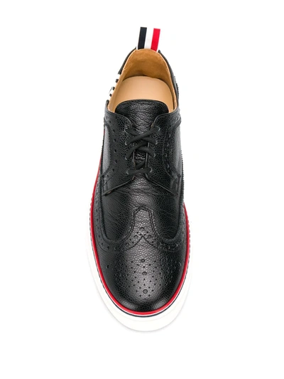 Shop Thom Browne 4-bar Pebbled Brogue Sneakers In Black