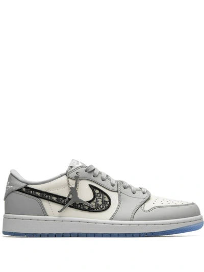 Shop Jordan X Dior Air  1 Low Sneakers In Grey